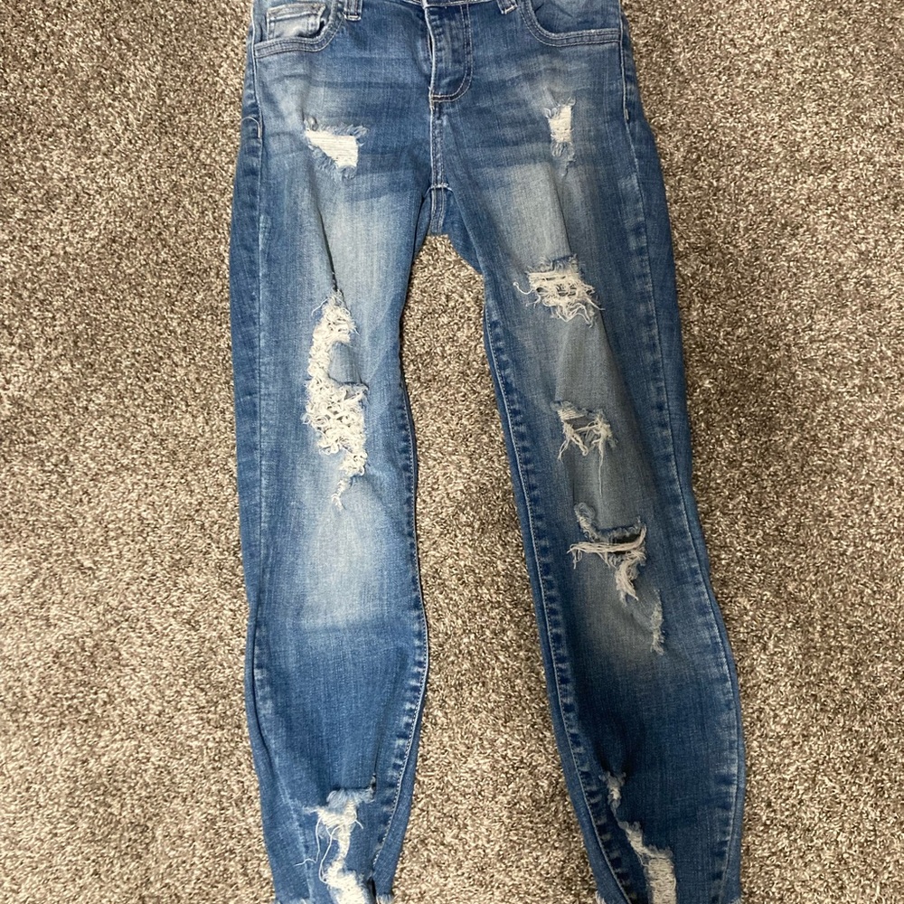 Cello Distressed Blue Skinny Jeans